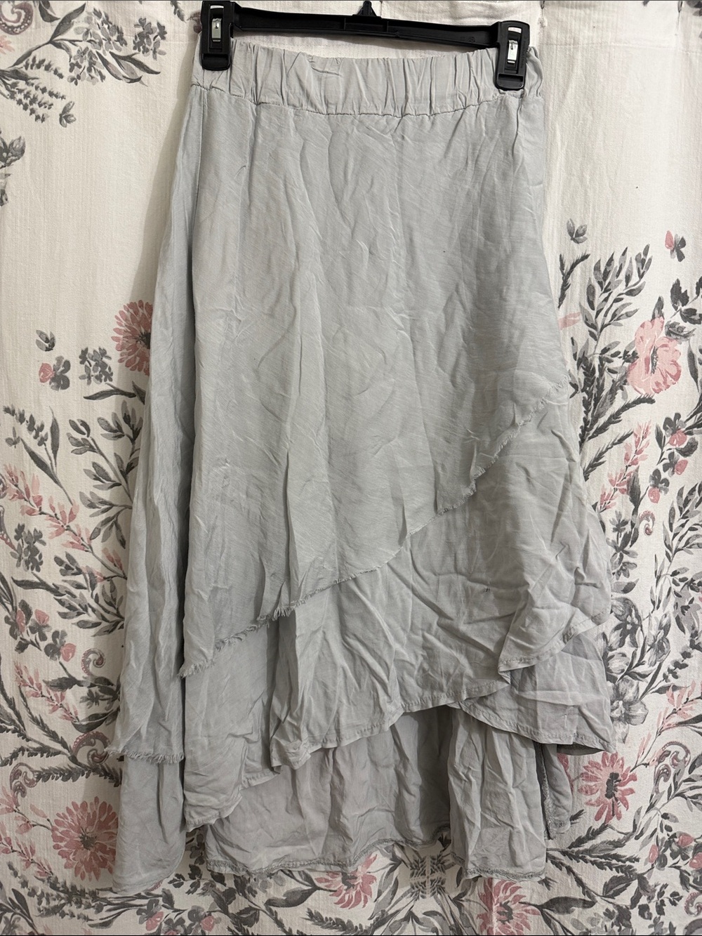 Women’s Light Gray High-Low Layered Skirt
